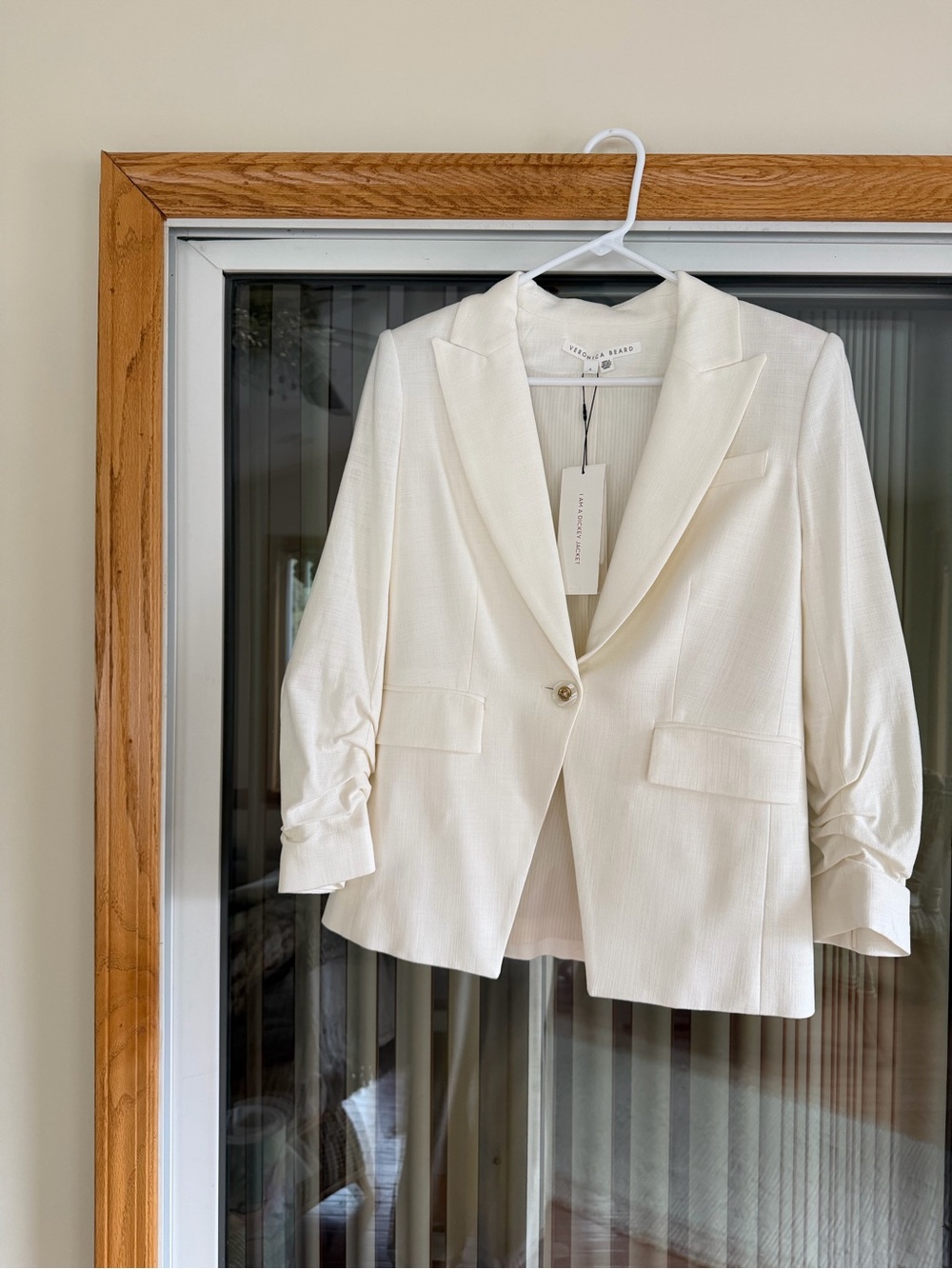 NWT Veronica Beard Cream Single-Button Notch Lapel Hollis Dickey Jacket
